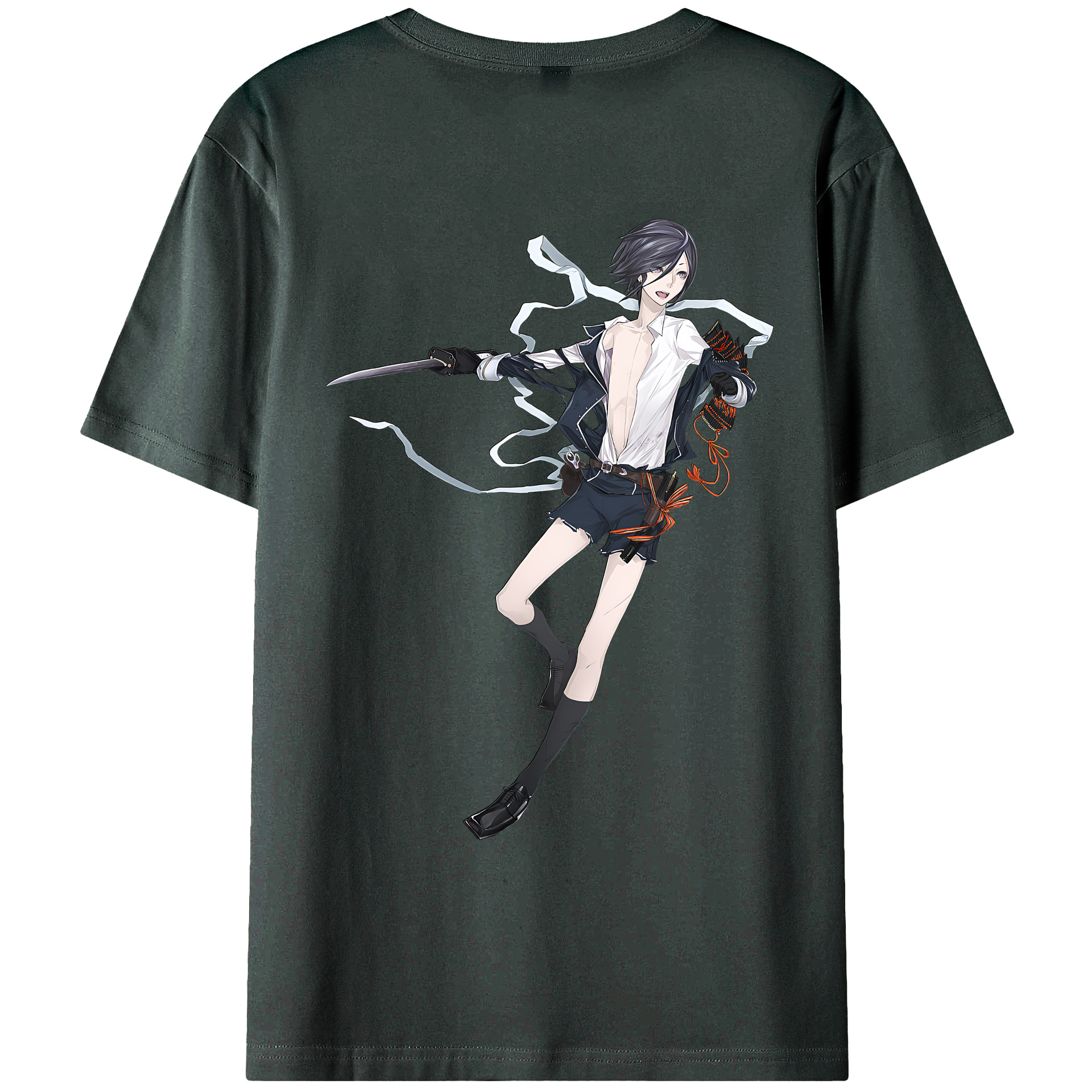 （画像用） 刀剣乱舞 Touken Ranbu 綿100％ メンズ半袖Tシャツ（バックプリント） 通気性